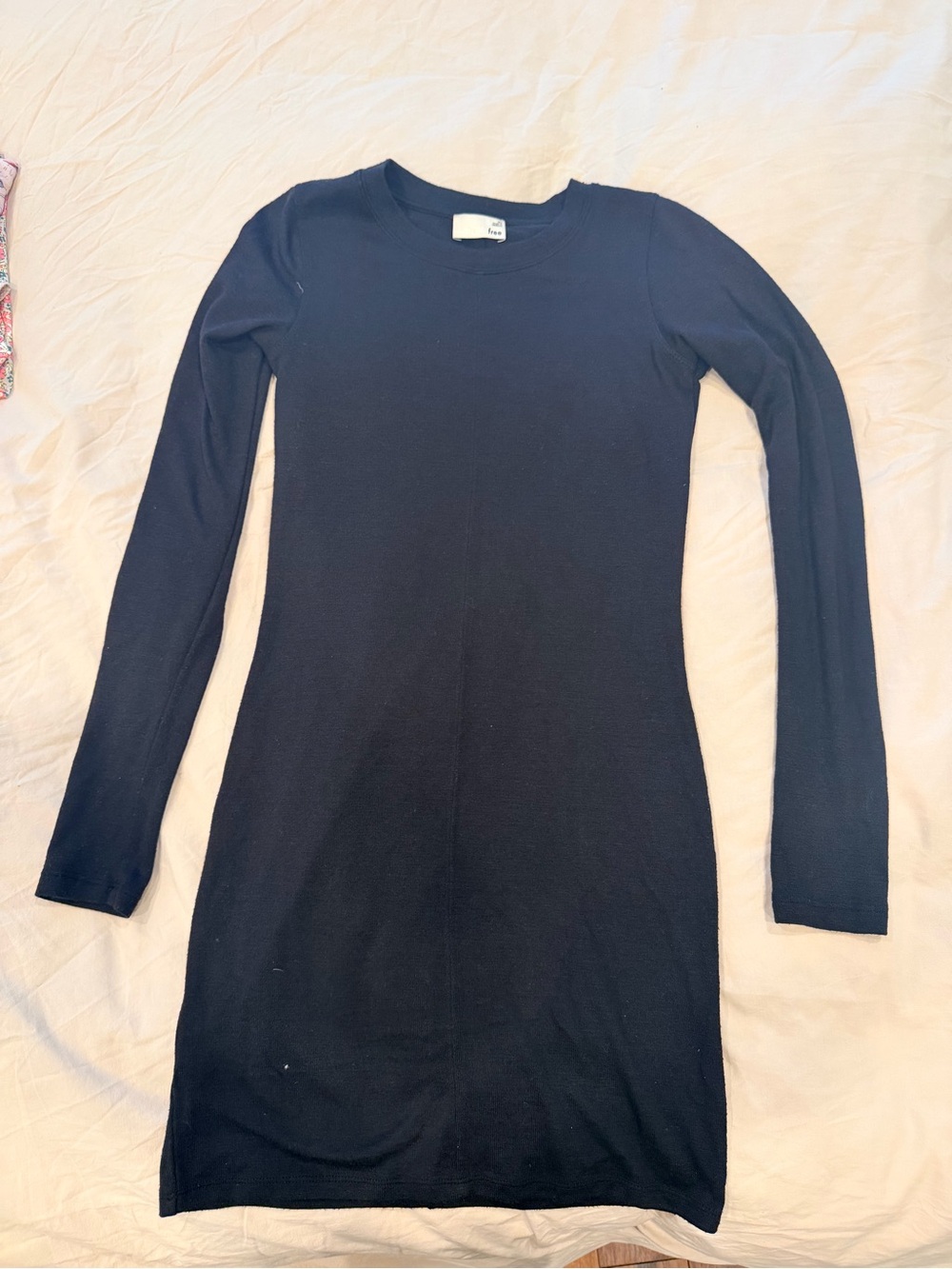 Wilfred Free Aritzia Black Long-Sleeve Knit Mini Dress – XS